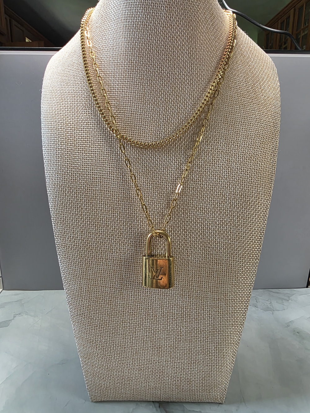 Authentic Louis Vuitton Lock on 18K PVD Stainless Steel Necklace | No Key